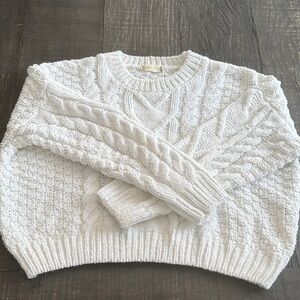 Altar'd State Cozy White Cable Knit Sweater